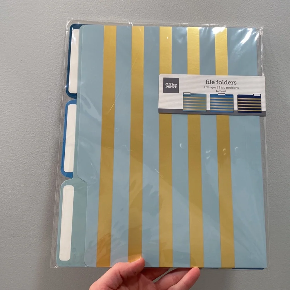 NWT Office Depot Blue and Gold File Folders (2)